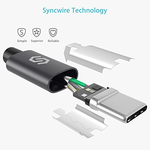 Syncwire C  ble USB Type-C    USB 3 0 - C  ble USB C Ultra-rapide en Nylon Tress   pour Samsung S9 S8 A3 A5 A7  Note 8  Oneplus 2 3  Huawei P9  Macbook Pro  Lumia 950 XL  Nexus 5X 6P  Xiaomi etc - 1M Gris