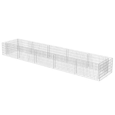 D-Bleutop vidaXL Jardinière Gabion Acier Galvanisé 450x90x50cm Décoration Jardin Clôture