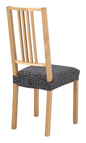 SCHEFFLER-HOME Natura Sitzhussen 2 Stück, Stretch-Sitzbezug elastische moderne Husse, Dekoration Sitz-Abdeckung aus Elastik-Stoff mit Gummiband für universelle Passform, bi-elastic Spannbezug, melierte Muster – Weiß-Schwarz - 3