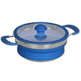 tion und Keramikherd Lebensmittelecht Spülmaschinengeeignet Handgriffe mit Silikoneinlage Material: Silikon und Edelstahl Maße: 20 cm Ø Höhe: ca. 3,8 - 9 cm Gewicht: ca. 450 g