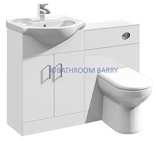 1050mm Modular High Gloss White Bathroom Combination Vanity Basin Sink Cabinet, WC Toilet Furniture & BTW Pan