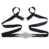 De gran calidad. Doitsa - Cinturón de novia, accesorios para vestido de novia, de estrás de lujo, para vestido o falda, Negro
, 23.5*9.5cm