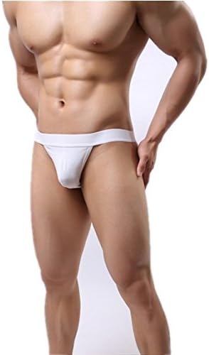 Letsshopping Sexy Sissy Men Lingerie Bikini Thongs Briefs G-String T-Back Low-Rise Panties Underwear Underpants (White, L)