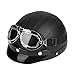 Produktbild Zerone Roller-Helm,Universal-Motorrad-Roller aus Kunstleder mit offenem Gesicht, halber Helm und Visier UV-Brille (Schwarz)