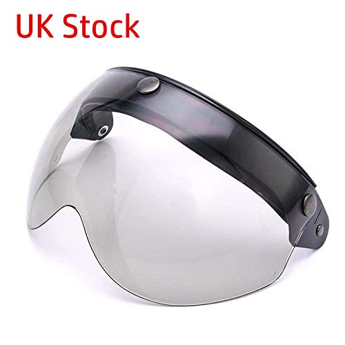 Visera con botón a presión 3 universal estilo piloto para cascos de motocicleta con rostro abierto protección para el viento plegado hacia arriba y abajo de motorfansclub