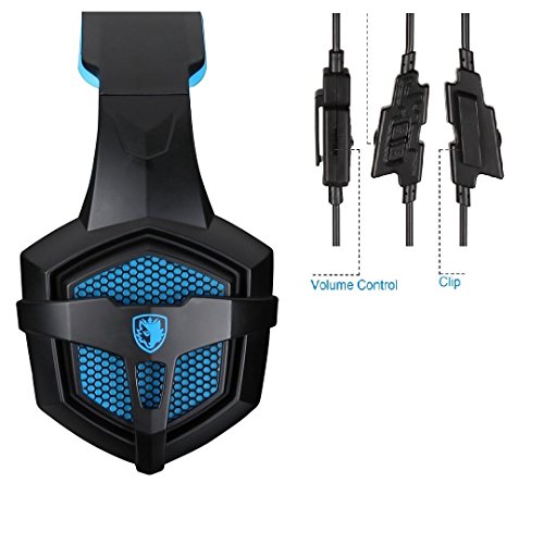 Cascos para Xbox One PS4  Sades SA807 Auriculares Gaming Bajo Envolvente Est  reo con Micr  fono 3 5mm Puerto Compatible PC  MAC  iPad  iPod  iPhone  Laptop Smartphone Negro Azul 