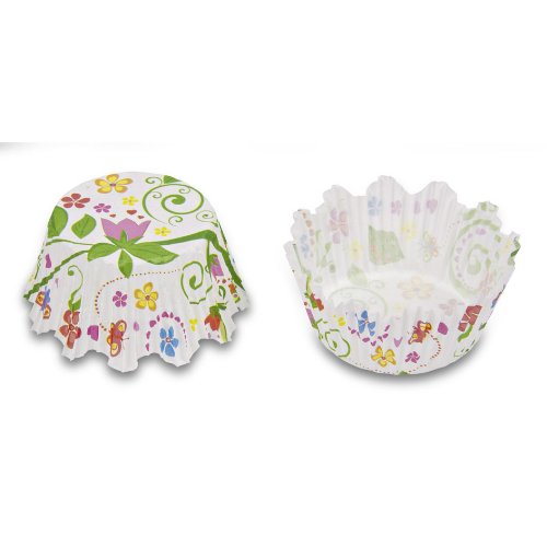 100 Mini-Muffin Papierförmchen mit Zacken, Blumengarten