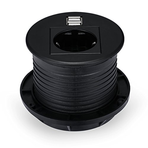 Versenkbare Tisch-Steckdose Ladegerät EU AC Steckdose Reiseadapter mit 2 USB Ports