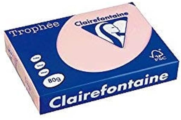 CLAIREFONTAINE Ramette 500 Feuilles Papier 80g A4 210x297 mm Certifié FSC ROSE