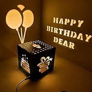 TC The Customizers Wooden Square Shadow Box with Electric Night Lamp, Best Customized or Personalized Gifts | Birthday Gifts, Best Gift for Anyone