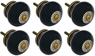 Nicola Spring Ceramic Cupboard Drawer Handle Knobs - Black - Pack of 6