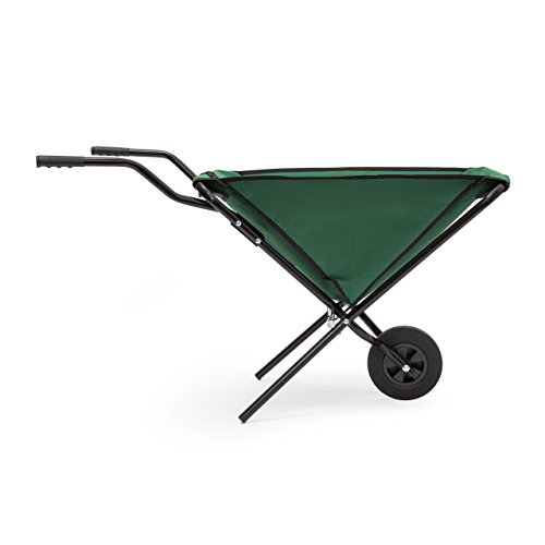 Relaxdays Schubkarre faltbar HBT 66 x 64 x 112 cm Faltschubkarre aus Stahl mit Korb aus stabilem Polyester ca. 56 l Fassungsvermögen platzsparende Gartenkarre zum Aufhängen belastbar bis 30 kg, grün - 6