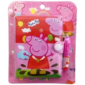 AUM Peppa Pig Small Pocket Diary with Small Pen for Kids Cute Cartoon Stationery Set with Peppa Pig for Students Kids Children Birthday Return Gift