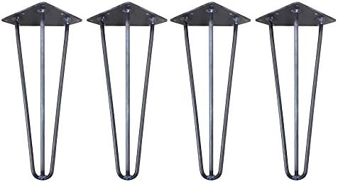 Set of 4 Antique Iron Retro Hairpin Industrial Chic Table Legs 2 pr 3 Prong 3 Prong Leg (300mm)