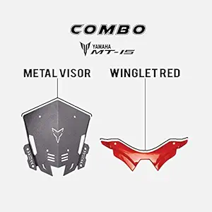 JB RACING Combo Offer for Yamaha MT 15 (Metal Visor+Winglet RED)