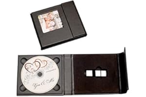 ELEGANTDISK Custodia per chiavetta USB e DVD con cornice inclusa, motivo matrimonio, in similpelle di colore nero
