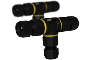LEDLUX Lot de 2 raccords étanches en T, IP68, section maximale de 2,5 mm², Thermoplastique, Noir
