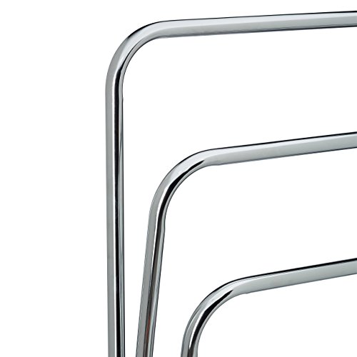 Relaxdays Handtuchständer CURVY mit 3 Handtuchstangen HxBxT: ca. 85 x 66 x 20 cm frei stehender Handtuchhalter aus Metall in Edelstahl-Optik als kleiner Herrendiener oder Kleiderständer im Bad, silber - 5