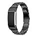 Produktbild Fitbit Laden 2 Band, Karlowitsch Pugo Top verstellbare mit strapazierfähigem Klappschließe Edelstahl Armband Ersatz für Fitbit Laden 2 Smart Armbanduhr (schwarz)