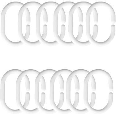 Lot de 12 anneaux de rideau de douche en plastique en forme de O - Lisse, durable, réutilisable, épais - Blanc