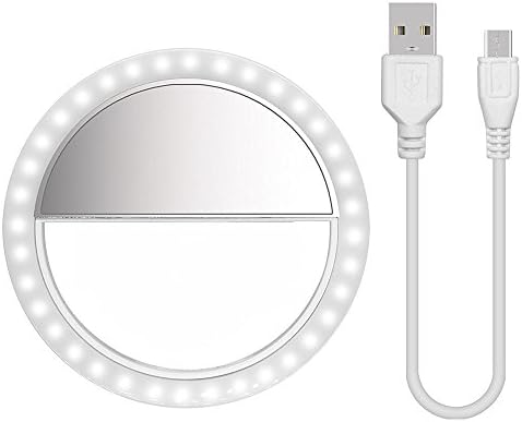 WasonD Clip On Selfie Ring Light (Rechargeable Battery) for Camera Selfie Light with 36 LED for iPhone Sumsung Smart Phones iPad Photography Video