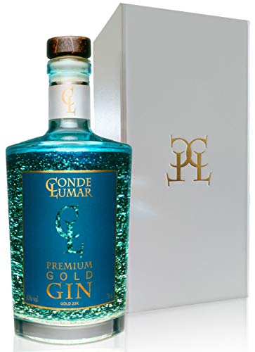 Cadeau Gin Premium - Feuille d'or 23K - Original Cadeau de Luxe - Botaniques d'agrumes de la Méditerranée et du Genièvre - Gin Espagnol - Avec Coffret Cadeau & Certificat d'or - 70 cl - 40%