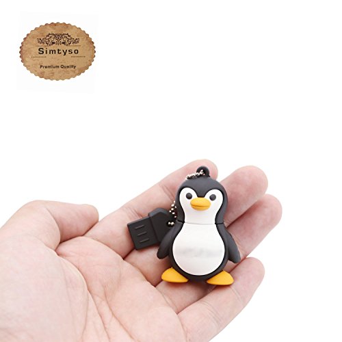 Simtyso niedlich Pinguin USB Stick 16GB Speicherstick 2.0 mit Schlüsselanhänger für Kinder Geschenk Schwarz(8g,Der Pinguin) - 2
