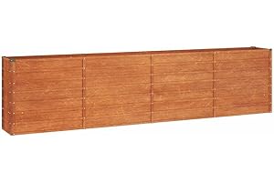 vidaXL Lit Surélevé de Jardin Jardinière Support pour Plantes Bac à Fleurs Pot de Fleurs Balcon Patio Extérieur Rouillé 320x40x77 cm Acier Corten