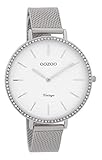 Oozoo Vintage Strass Damenuhr Metallband 40 MM Weiß/Silberfarben C9395
