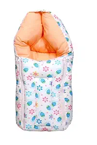 Toddylon 3 in 1 New Born Baby Boys & Baby Girls Cotton Daily Essential Bedding Bed Cum Carry Sleeping Bag (0-6 Months, Orange)