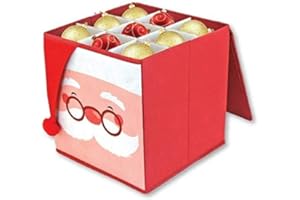 SKYTE® Christmas Storage Santa Box Collapsible Christmas Fabric Sturdy Storage Box for Xmas Baubles Ornaments Lights & More