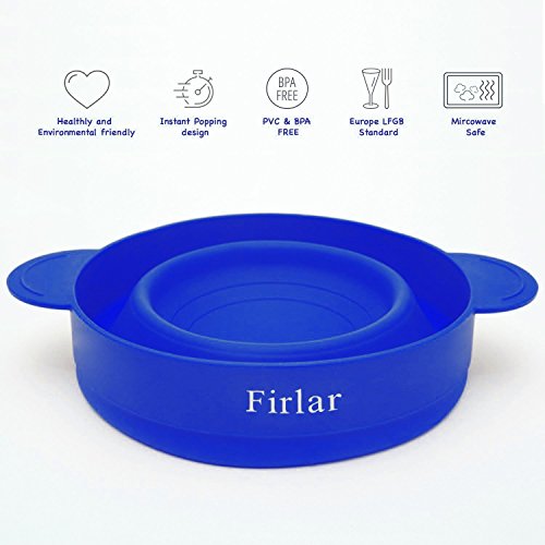 firlar Mikrowelle Popcorn Popper stabile praktische Griffe, Silikon Popcorn Maker, Schüssel mit Deckel, zusammenfaltbar (blau) - 8