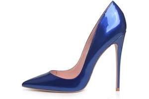 Zhabtuc Women's Stiletto High Heel Sexy Pointed Toe Slip On Court Shoes Party Prom Wedding Heels 12CM