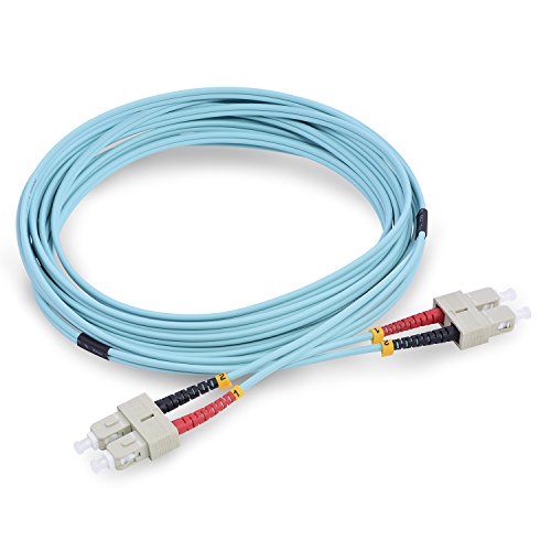 TPFNet Premium 15,00m LWL Kabel – LWL Patchkabel OM3 SC/SC – LWL Multimode Patchkabel OM3 SC/SC – LWL Netzwerkkabel OM3 SC/SC – LWL Duplex Patchkabel OM3 SC/SC – Lichtwellenleiterkabel OM3 SC/SC – Glasfaser-Netzwerkkabel – LWL Fiber Channel (SC Duplex Stecker an SC Duplex Stecker – 50/125µm – für 10 Gigabit/s) – türkis - 4
