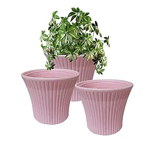 EQUALITY OVERSEAS 7 inch Plastic Plant Pots for Home and Garden Planters for Home Decor Flower Pots for Home Living Room and Garden Decoration Plant Container Set Pack of (Pink Pack of 3)