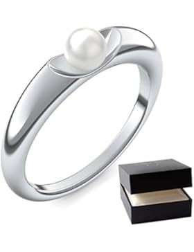 Perlenring Silber 925 Silberring Perle Perlen **sehr hochwertige 4 mm Akoya Perle weiß** Ring mit Perle *Luxusetui...