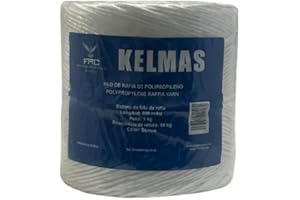 Kelmas - Cuerda - Hilo - Rafia - 600 MTS - 1 kg - Grosor 4MM - Cuerda Agricultura - Cuerda Jardinería - Cuerda Paquetería - Cuerda Entutorar - Cuerda Empacar - Cuerda Tomates - Cuerda Blanca