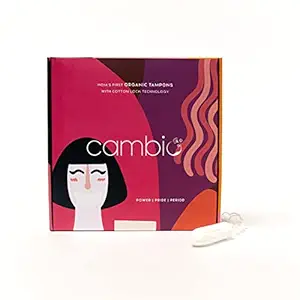 cambio 100% Organic Cotton Tampons, 16 Pieces, GOTS Certified, FDA Approved, Dermatologically Tested, Rash Free, Biodegradable (Super)