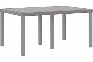 vidaXL Table de Jardin Gris Clair 150 x 100 x 73 cm polyrotin, Table rectangulaire en Acier Moderne, Grande pour Jardin et terrasse, Meuble d'extérieur résistant !