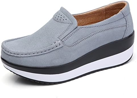 SHINIK Womens's Shoes New Slip On Lazy Shoes Leather Thick Bottom Fitness Shake Shoes Mom Shoes Large Size Spring Fall New