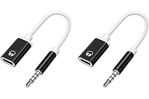 SQUAREZHENBO 2 Pcs Black Headphone Jack Adapter,3.5mm Male to TypeC Female Audio Cable Cord,Aux Adapter,USB C to Aux Audio,Usb To Aux Adapter,Compatible with MP3 Players,Laptops, Smartphone,Headphone Adapters
