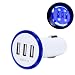 Produktbild Hirolan 3.1A LED USB 3 Port Adapter Buchse Auto Ladegerät für iPhone / Samsung / HTC (Blau)