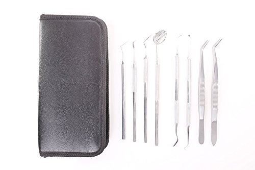 Einführungspreis! 8er Dental Set Zahnreinigung Zahnsteinentferner Sonde Zahnpflege Edelstahl Instrument Zahnsteinkratzer hochwertige Profiqualität von MedTekCo lebenslange Garantie - 3