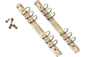 Craftelier - Kit de 2 Mecanismos para Archivadores de 6 Anillas | Tamaño Aprox. 22,7 cm - Diámetro Anillas 3,3 cm - Distancia entre Anillas 1,9 cm | Incluye 8 Brads de Sujeción | Color Bronce Vintage