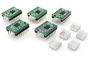 UKCOCO 5Pcs Reprap Stepper Driver A4988 Stepper Motor Driver Module disipador de calor para impresora 3D Modulo Controlador de Motor Paso a Paso