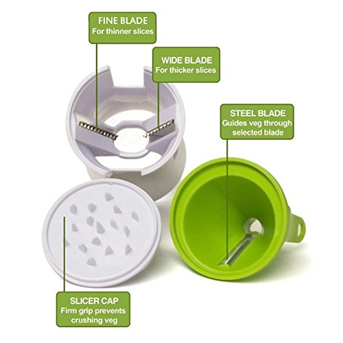 KEYNIS Spiralschneider Hand für Gemüsespaghetti kartoffel,Zucchini Spargelschäler,Gurkenschneider, Gurkenschäler,Möhrenreibe Möhrenschäler, Gemüsehobel (grün) - 3