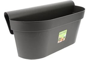 ‎GARPET GarPet Railing Box Balcony with Water Reservoir Flower Pot Fence Flower Box Railing Balcony Pot Balcony Box Anthracite 49 x 21 x 23 (H) cm Outdoor