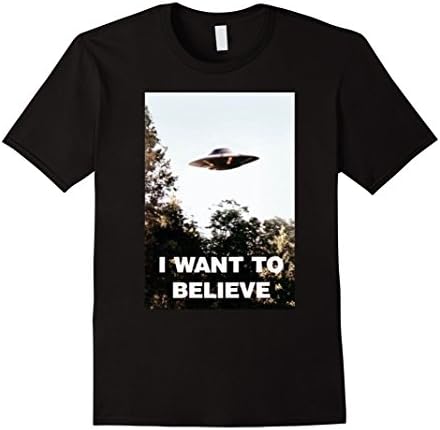 Men's UFO Shirt - I Want To Believe Alien UFO Tee Shirt 2016 Large Black