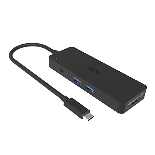 ICZI USB C HUB, mit 4x USB 3.0 port, 2x USB C port und 2x kartenleser, vernickelt Steckers und Buchsen, mehr dünn, Schwarz - 2