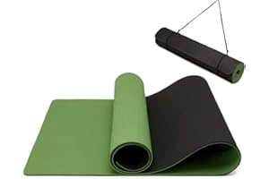 Oak & Tea Yogamatte Rutschfest Fitnessmatte Umweltfreundliche TPE Sportmatte mit Tragegurt Gymnastikmatte für Pilates Yoga Workout 183 x 61 x 0.6 cm